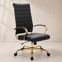 LeisureMod Benmar Modern High-Back Leather Conference Office Chair with Steel Frame, Swivel, and Tilt