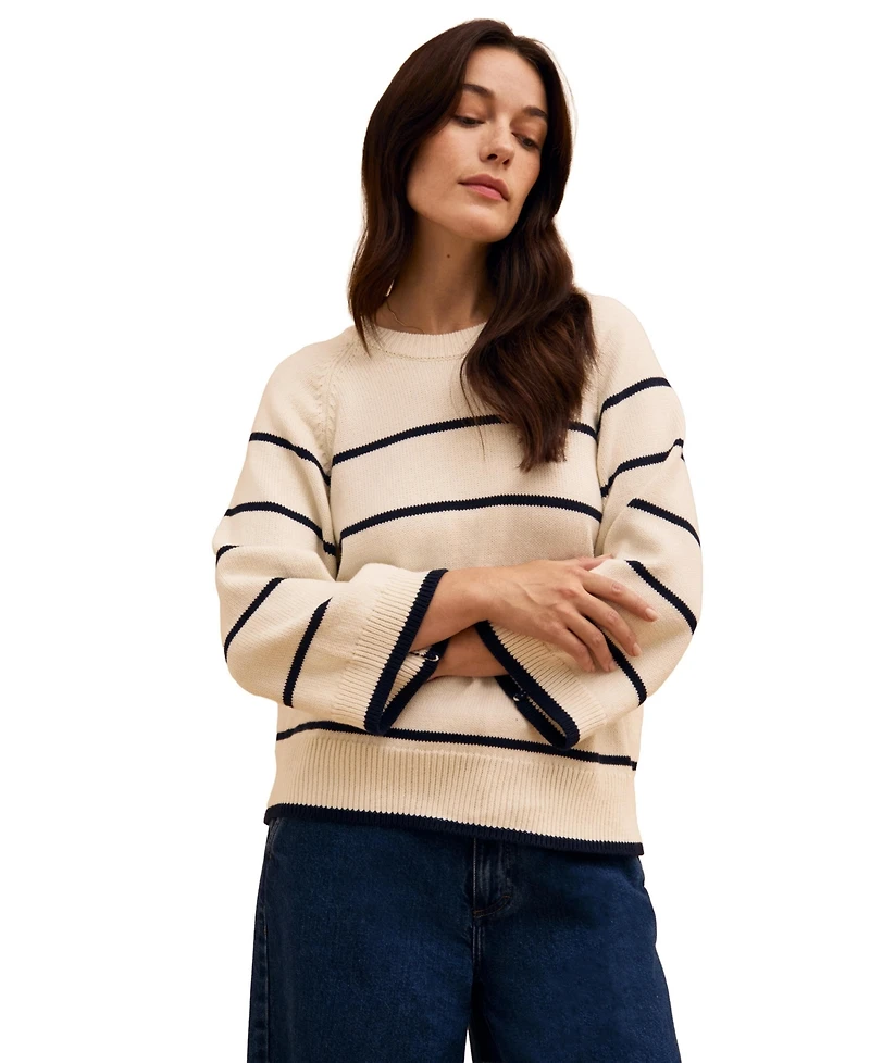 Celtic & Co. Women's Raglan Crop Sleeve Crew Sweater