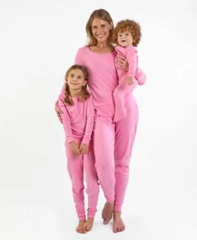Leveret Matching Mommy Me Solid Light Pink Cotton Pajamas
