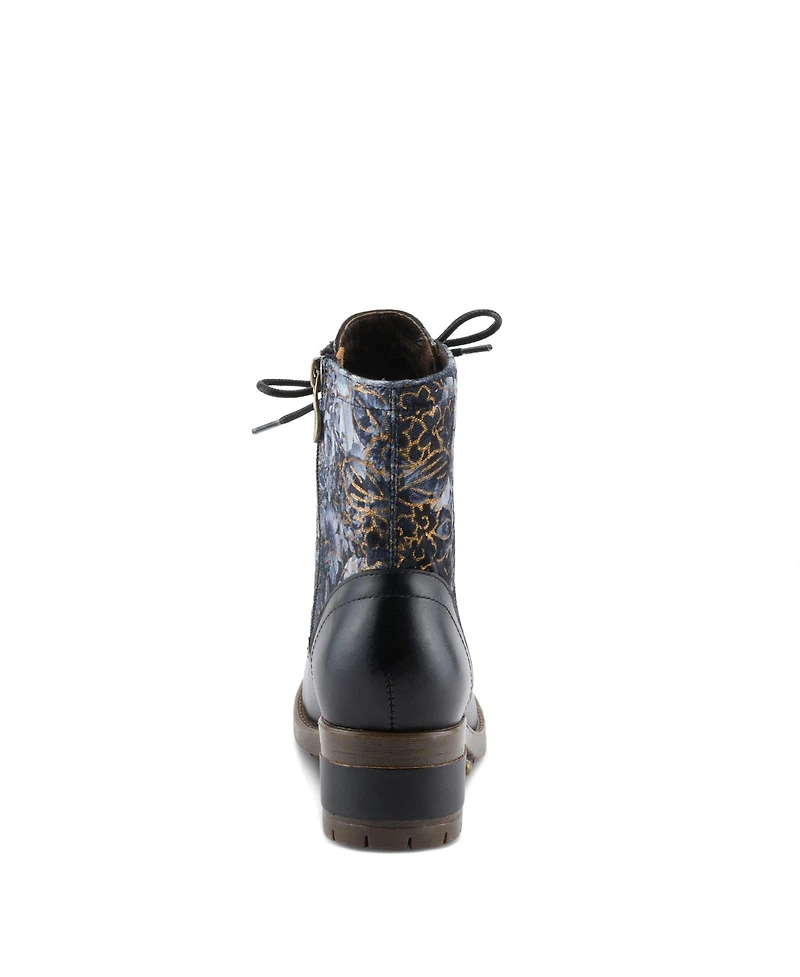 L`Artiste Women's Marty-flow Lace-up Boots with Tapestry Detail