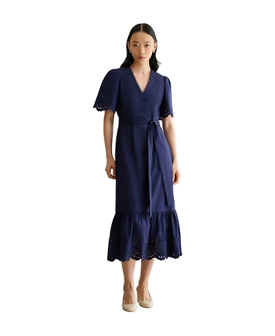 Hobbs London Women's Meghan Broderie Cutwork Midi Dress