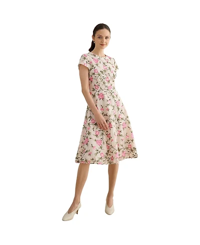 Hobbs London Women's Tia Embroidered Floral Midi Dress