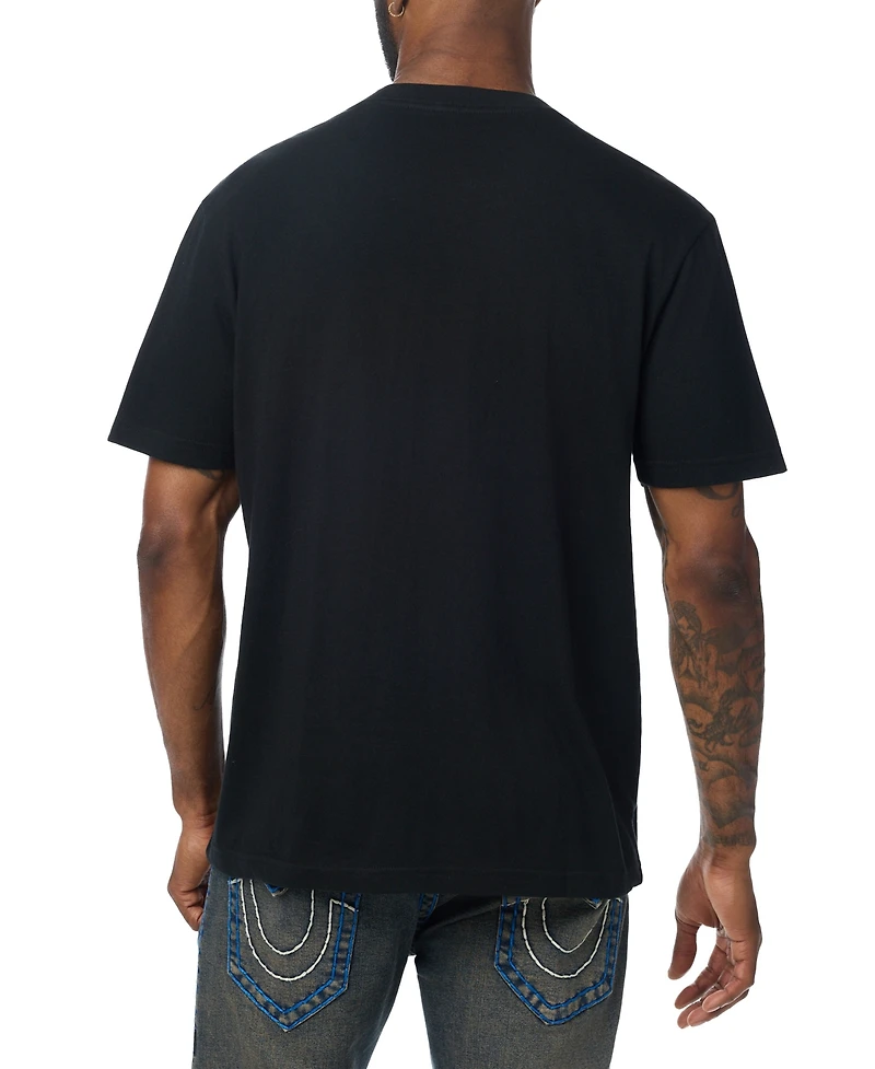 True Religion Men's Stitched Block Buddha Graphic Logo T-Shirt