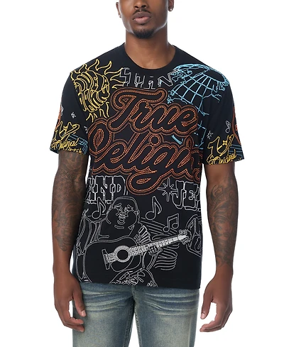 True Religion Men's Logo Tee Graphic Puff-Print T-Shirt