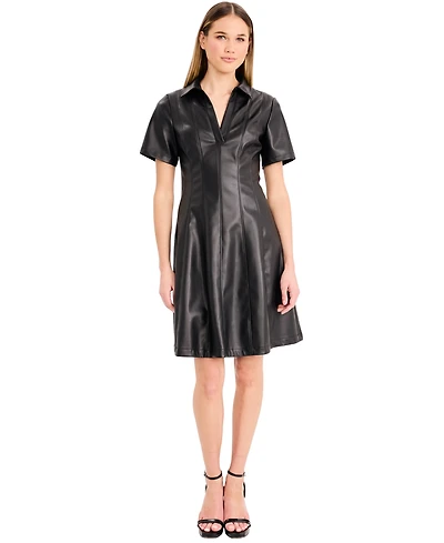 Maggy London Women's Short-Sleeve V-Neck Mini Dress