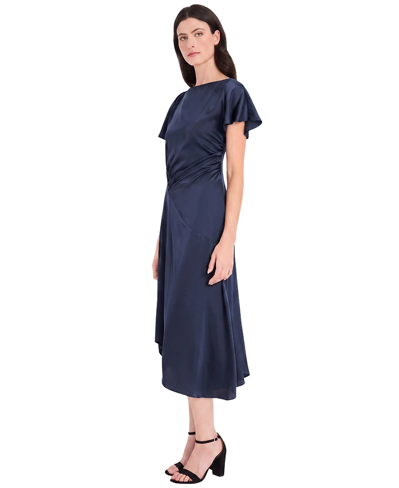Maggy London Women's Short-Sleeve Midi Waistband Detail Dress