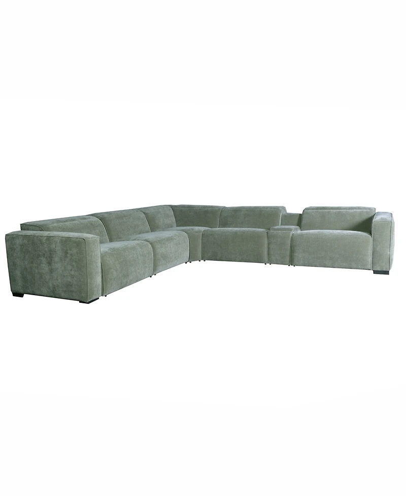 Carltoun 6-Piece Fabric Sectional with 3 Power Recliners Headrest and Console