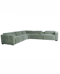 Carltoun 6-Piece Fabric Sectional with 3 Power Recliners Headrest and Console