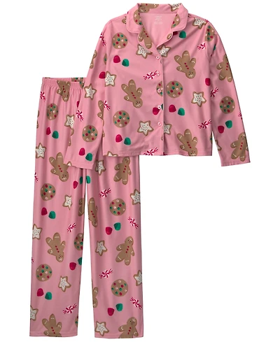 Carter's Girls' 4-16 Gingerbread-Print Long-Sleeve Loose-Fit Top and Pants, 2-Piece Set