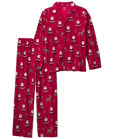 Carter's Adult Men or Women Santa Christmas Fleece Loose Fit Pajama, 2-Piece Set