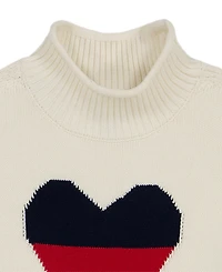 Tommy Hilfiger Women's Intarsia Heart Ribbed Funnel Neck Sweater