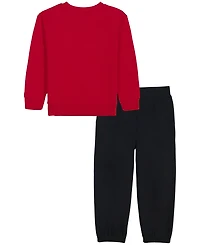 Calvin Klein Toddler and Boys' 4-20 Fleece Long-Sleeve Striped Sweatshirt Joggers, 2-Piece Set
