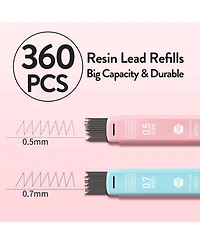 Four Candies Cute Mechanical Pencil Set 6Pieces, 0.5 and 0.7mm with 360 Hb Leads and Erasers, Aesthetic School Supplies