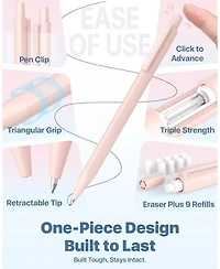 Four Candies Cute Mechanical Pencil Set 6 Pack 0.5mm, 360 Hb/2B Leads Erasers Storage Case, Triangular Grip