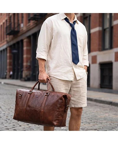 20 Inch Leather Canvas Duffle Bag