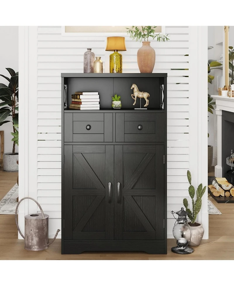 Vabches Farmhouse Storage Cabinet with Drawers and Doors