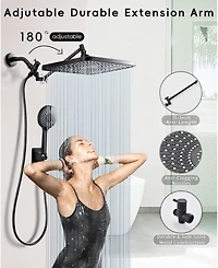 Cyqbd 12.2" Rain Shower Head Starry Sky Handheld Dual Waterfall Air-in Tech