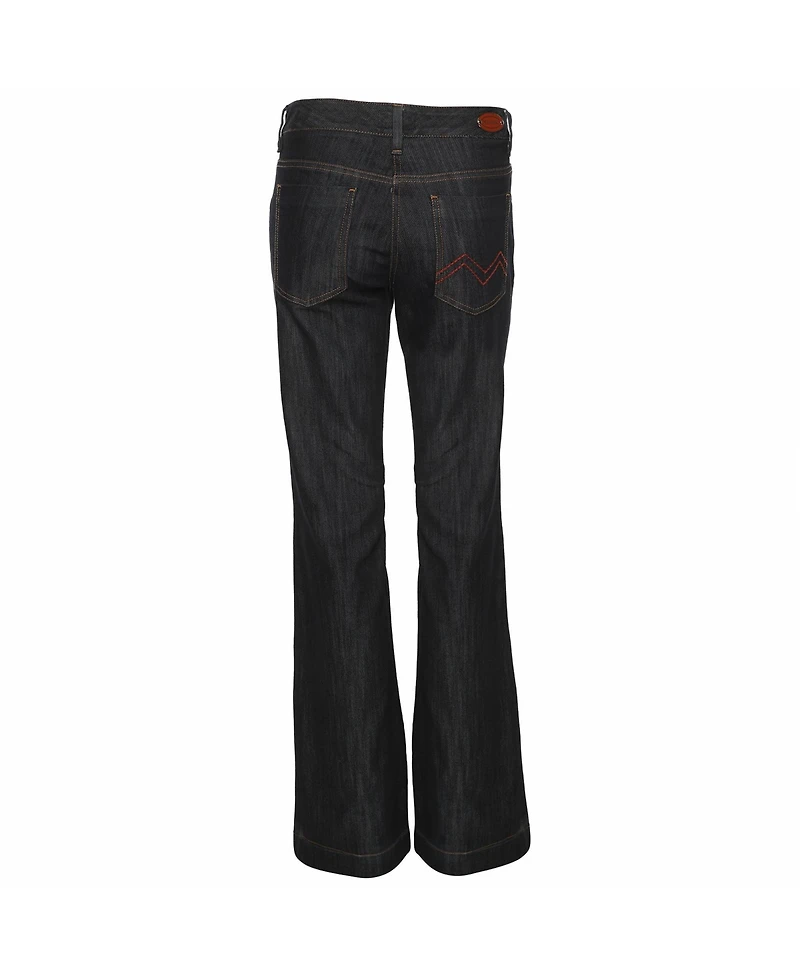 Pre-Owned Missoni Women's Mid-Rise Flared Denim Jeans with Chevron Detail
