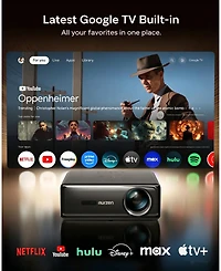 Aurzen Portable Home Theater Projector with Gemini for Tv, Google Tv Built-in, 1000 Ansi Lumens, Memc Tech, 4K Support, 20W DoIby Audio