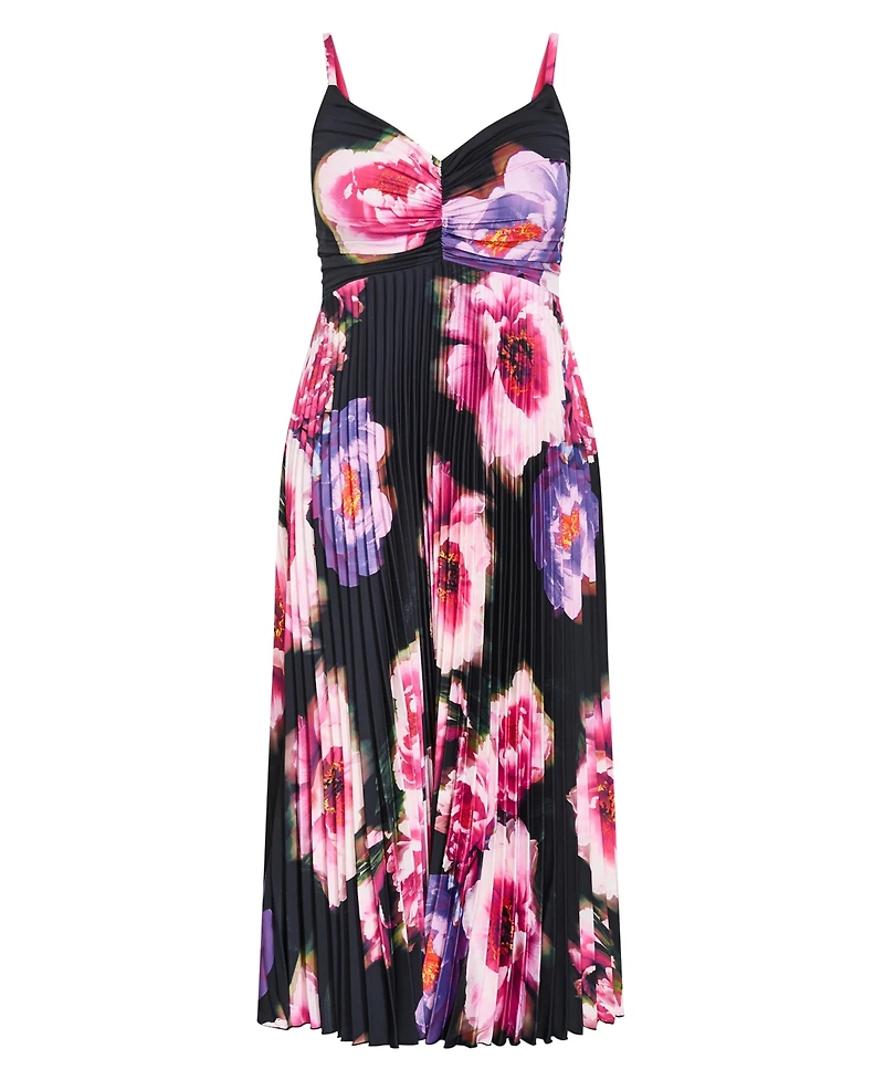 City Chic Women's Ariana Print Pleat Maxi Dress