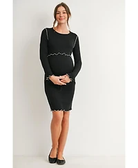 Hello Miz Maternity Ribbed Nursing Long-Sleeve Dress