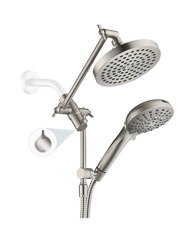 Cyqbd Rain Shower Head Handheld Power Wash Dual Extension Arm 3-way Diverter 9-mode Hose 2.5 Gpm
