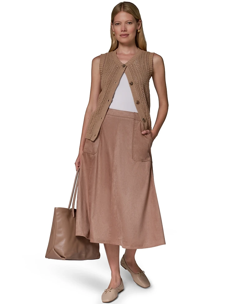 Donna Karan Weekend Women's Microsuede A-Line Midi Skirt