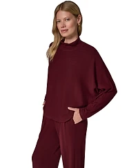 Donna Karan Weekend Women's Brushed-Rib Dolman-Sleeve Mock Neck Pullover