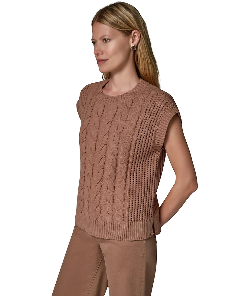 Donna Karan Weekend Women's Sleeveless Cable-Knit Boxy Sweater Vest