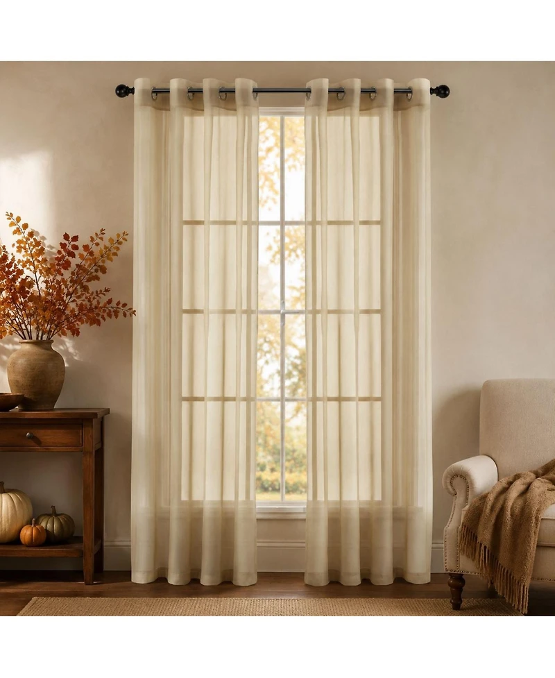GoodGram Basic Home Grommet Top Sheer Single Window Curtain - 52 in. W x 90 L
