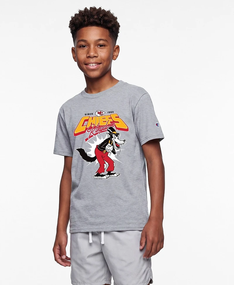 Champion Big Boys and Girls Heather Gray Kansas City Chiefs Disney X T-Shirt
