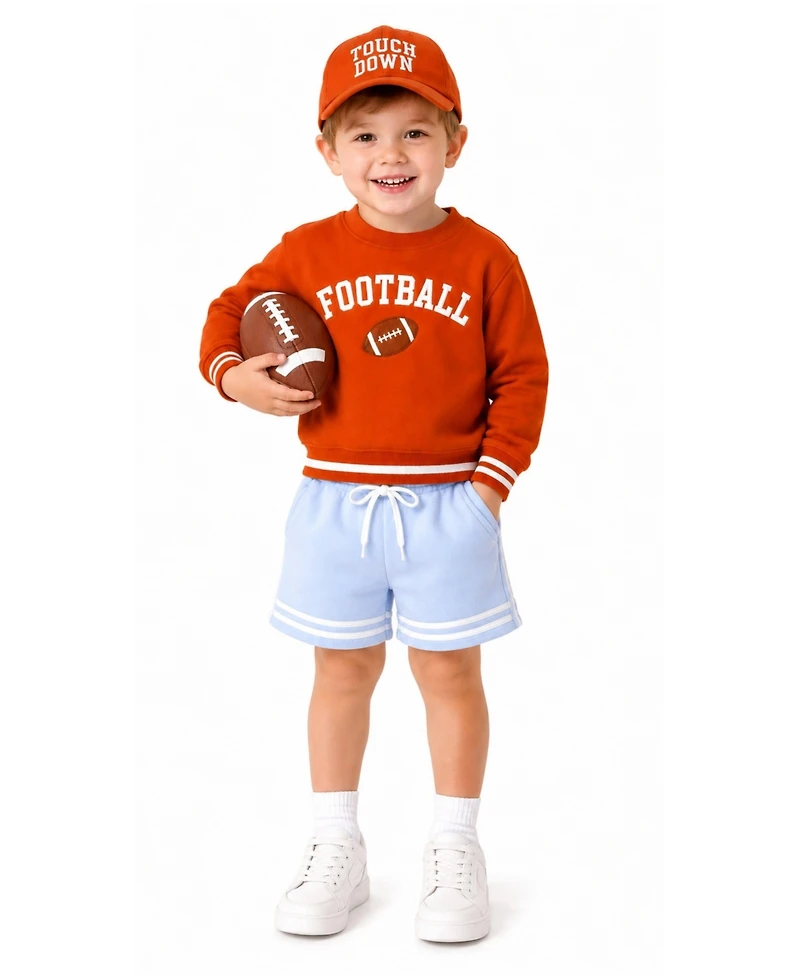 Bits & Bows Boys' and Girls' 2T-5T Football Long-Sleeve Crewneck Sweatshirt