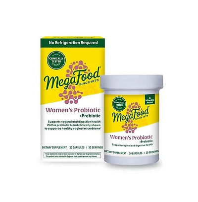 MegaFood Womens Probiotic and Prebiotic for Vaginal and Digestive Health 30 Capsules