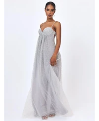 Miss Circle Women's Wallie Backless Rhinestone-Embellished Sweetheart Gown