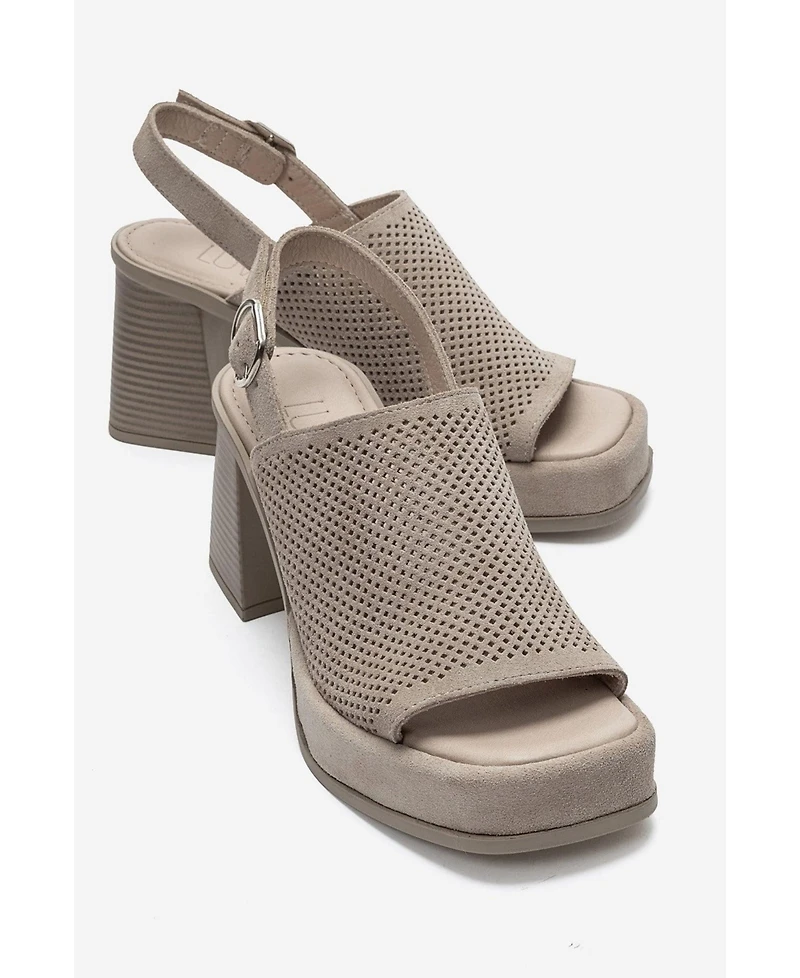 Forever and Always Shoes Women's Penvia Block Heel Leather Platform Sandal