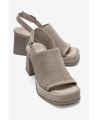 Forever and Always Shoes Women's Penvia Block Heel Leather Platform Sandal