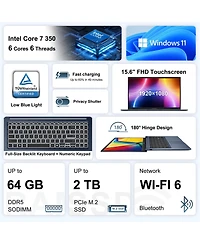 Asus Vivobook 15 15.6" Touchscreen Intel Core 7 350 Windows 11 Pro Laptop