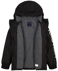 Nautica Boys' 4-20 Water-Resistant Quilted Puffer Jacket with Fleece Beanie, 2-Piece Set