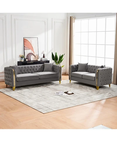 Streamdale Furniture Velvet Chesterfield 3+2 Seater Sofa