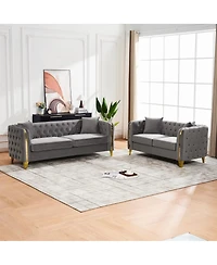 Streamdale Furniture Velvet Chesterfield 3+2 Seater Sofa