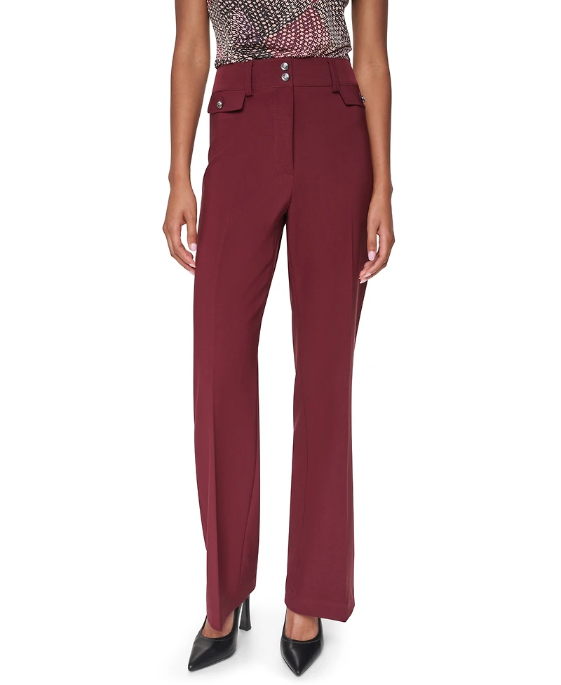 Dkny Women's High-Waisted Wide-Leg Dress Pants