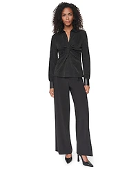 Dkny Women's Sparkle Knit Twist-Front Long-Sleeve Blouse