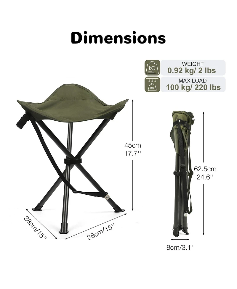 Aofar Folding Tripod Stool Portable Camping Seat
