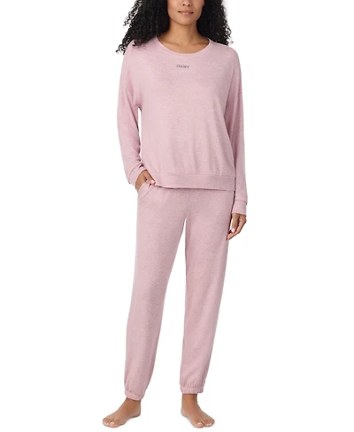 Dkny Women's Long Sleeve Jogger Top and Jogger Pants, 2-Piece Set