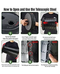 Aofar Collapsible Stool Foldable Chair Pop Up Portable Retractable Fishing Travel 2 Count