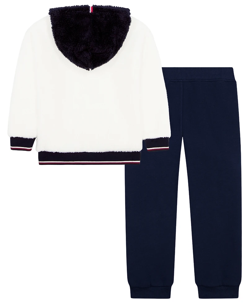 Tommy Hilfiger Toddler Boys' 2T-5T Sherpa Hooded Fleece Hoodie and Joggers, 2-Piece Set