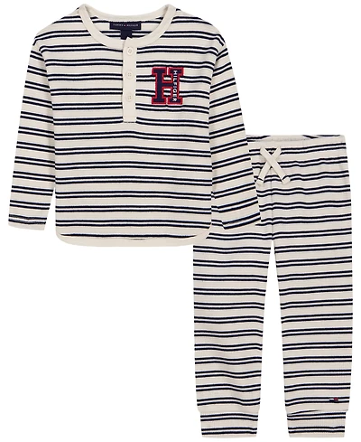 Tommy Hilfiger Baby Boys' Thermal Long-Sleeve Henley and Joggers, 2-Piece Set