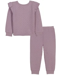 Calvin Klein Baby Girls' Long-Sleeve Quilted Double-Knit Top and Pants, 2-Piece Set