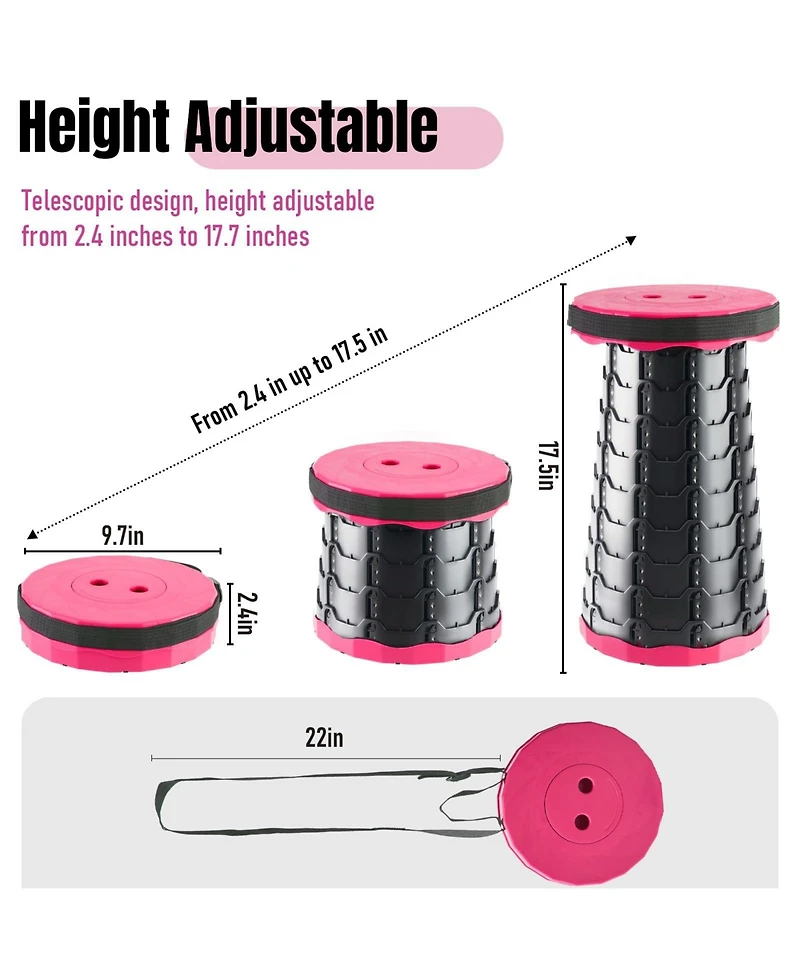 Aofar Collapsible Stool Portable Foldable Seat Retractable Carry Strap Outdoor Activities