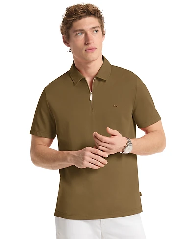 Michael Kors Men's Sleek Regular-Fit 1/4-Zip Pique Polo Shirt